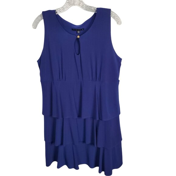 Tiana B. Dresses & Skirts - Tiana B Sz 12P 12 Petite Dress Sleeveless Ruffle Tiered Front Keyhole Royal Blue